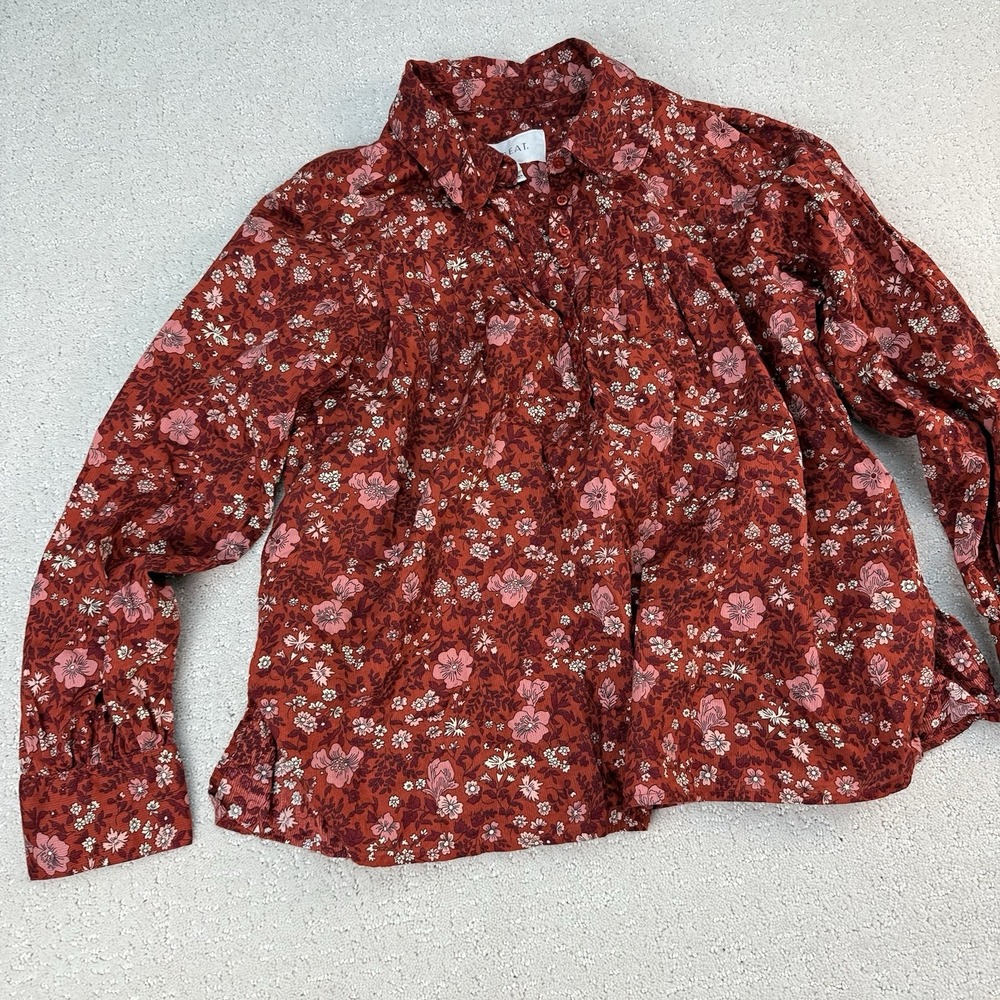 The Great Summit Top Womens O (XS) Spice Mesa Floral Cotton Blouse Boho $325